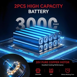 Pole Hedge Trimmer, Telescoping Pole Hedge Trimmer with 2 Pack 20V 3.0Ah Batteries & Charger, 1.3" Cutting Capacity, Cordless Hedge Trimmer for Shrubs Pruning