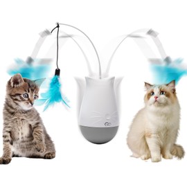 DOEL Cat Toys Interactive for Indoor, Rechargeable Automatic Rotating Feather Wand Toy, Tumbler Design, Electric Fun Tracker Exercise Gift, Stimulate to Chase and Hunting, for Bored Cats Kitten