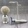 Safety Razor Badger Hair Brush and Safety Razor White