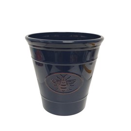 Divas World Bee Embossed Glossy navy blue Planter 30cm x 25.2cm, 0.88kg – Decorative Flower Pot for Garden, Patio, and Home Decor