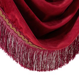 apott Red Valance for Windows Waterfall Valance Curtains with Tassels Velvet Luxurious Pelmet Swag Window Treatment Drapes for Living Room Bedroom H49xW41 Inch