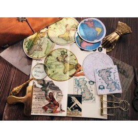 Unbranded vintage map themed Decorative Stickers, earth planet world Stickers, Y06