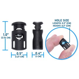 Mandala Crafts Cord Locks Toggle Plastic Spring Stop for Draw String Locking Ends, Elastic Cord, Bungee Cord, Shoelace Stopper, Pack of 100, Black