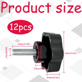 DAAIZIII Pack of 12 Star Grip Screws M8, Screws with Handle M8 x 20 mm, Star Head Screw, Star Screw M8 for Machine Tools, Machines, Tightening Devices, Lathe, Instrument