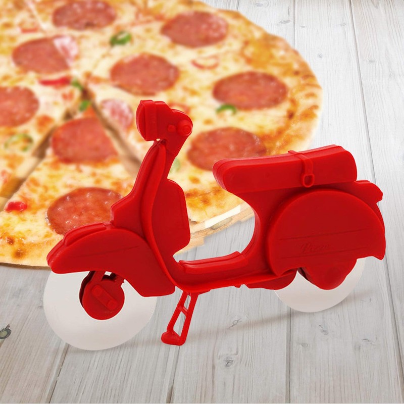 Monsterzeug Pizza Cutter Scooter, Red Pizza Roller, Original Pizza Cutter