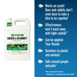Liquid Fence Deer And Rabbit Repellent Concentrate, Apply Year-Round, 1 Gallon