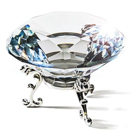 SALUDABLE Crystal Diamond Paperweight Gemstone Paperweight Clear Figurine with Base (80mm)