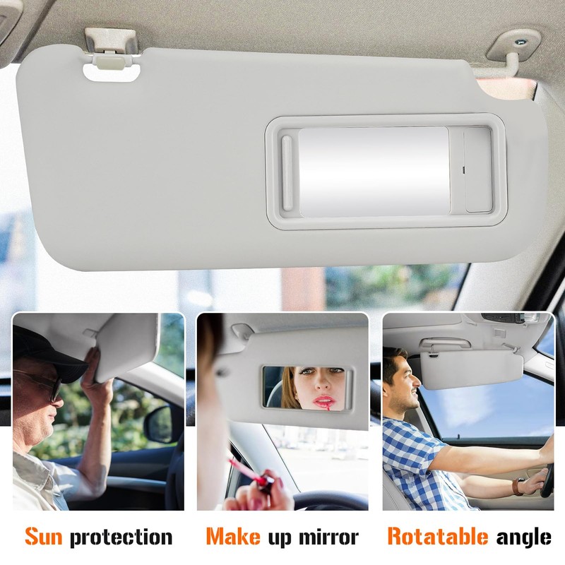 Sun Visor for Mazda 3 2010-2013, Right Passenger Side Gray