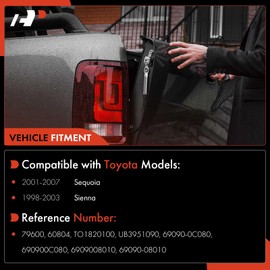 A-Premium Tailgate Handle Liftgate Latch Handle Compatible with Toyota Models - Sienna (1998-2003), Sequoia (2001-2007) - Black - Replace# 69090-0C080, 69090-08010
