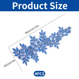 Wjelet 4 Pcs Embroidery Lace Applique，3D Embroidery Floral Sew on Patches for DIY Sewing Crafts Dress Clothing Backpacks Embellishments