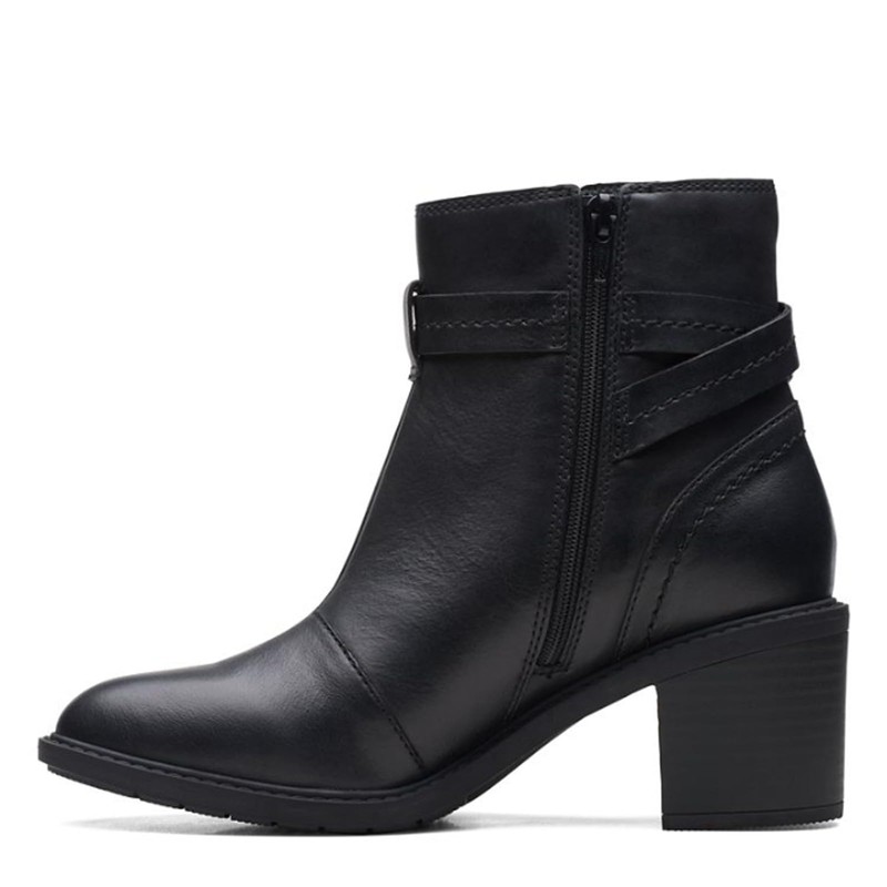 Clarks Women's Scene Star Mid Calf Boot, Black Leather, 8