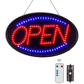 LED Open Sign, FITNATE Large 23x14 inch Business Open Sign with Remote Electric Display Sign,2 Modes Flashing & Steady Lights for Business, Shop, Bar, Hotel