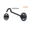 QCAA Forged Brass Cabin Hook Latch & Eye, 3", Antique