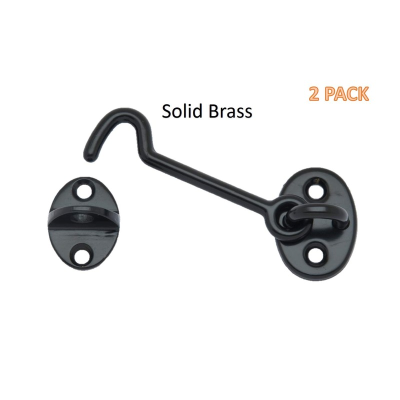 QCAA Forged Brass Cabin Hook Latch & Eye, 3", Antique