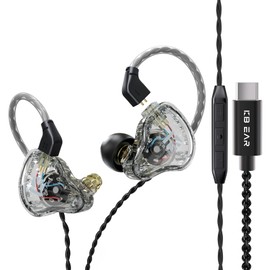 keephifi KBEAR KS1 Headphones 2022 Dual Magnectic Circuit Dynamic in Ear Monitor, 2 Removable Pins, HiFi Bass Headphones Noise Isolation for Music, Games, Sports (with Micro, Transparent)