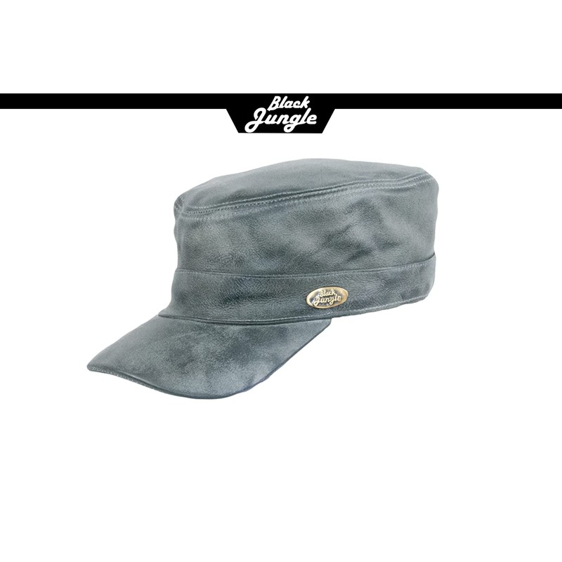 Black Jungle Castro Army Leather Cap Military Cap Biker Cap