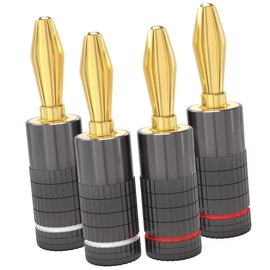 Unifizz Banana Plugs 24K Gold Plated Dual-Screw Type Speaker Connector for Speaker Wire, Home Theater, Wall Plate, Audio/Video Receiver and Sound Systems(10 Pairs/20 Pcs)