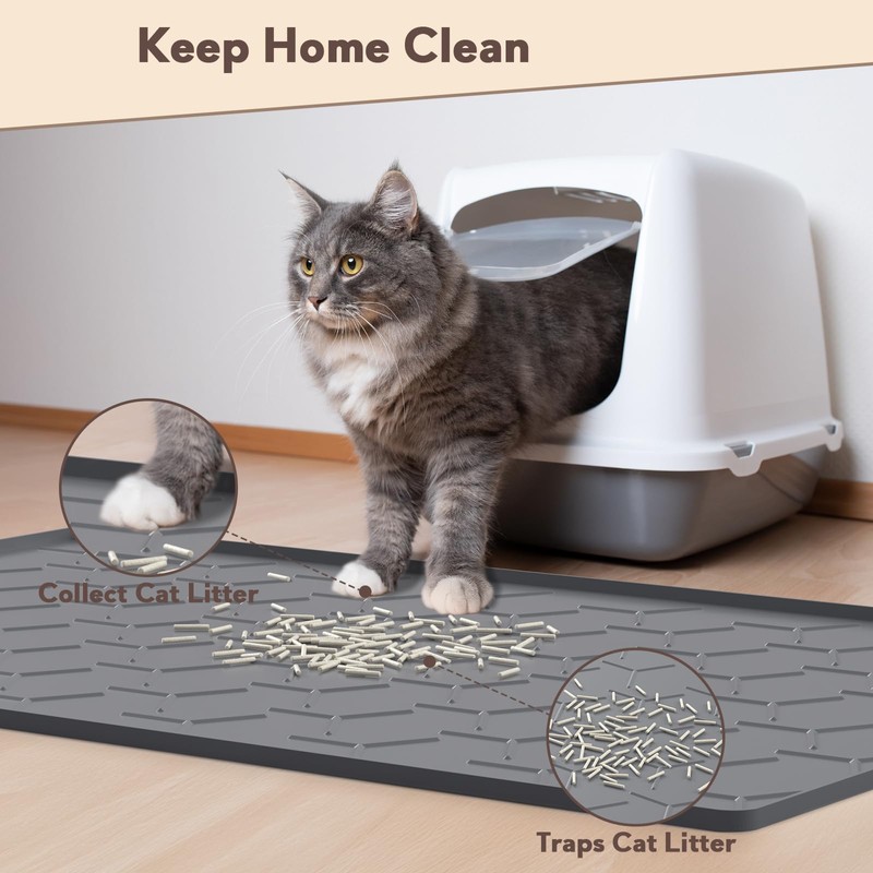 Garoopion Cat Litter Box Mat, Large 34" X 22" Cat