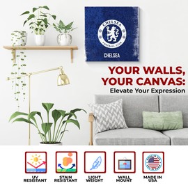 Chellsea by Mavis Print- 14x14 inches Football Wall Decor | UV & Water Resistant HD Printed & Wooden framed Wall Art | Modern Wall Decor for Gift | Made in USA