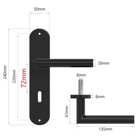 AwmnSrman AwmnSrman Trgriffe Innentren Schwarz Trklinke Trbeschlag Drckergarnitur Zimmertr Garnitur 72MM-BB-Buntbart Set 1er-Set Moderne Edelstahl 2 Trklinken & 2 Langschilder 240 * 50 mm
