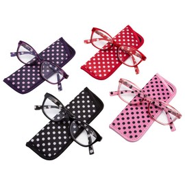 EYEGUARD Polka Dots Fashion Ladies Reading Glasses 4 Pairs Spring Hinge Readers for Women