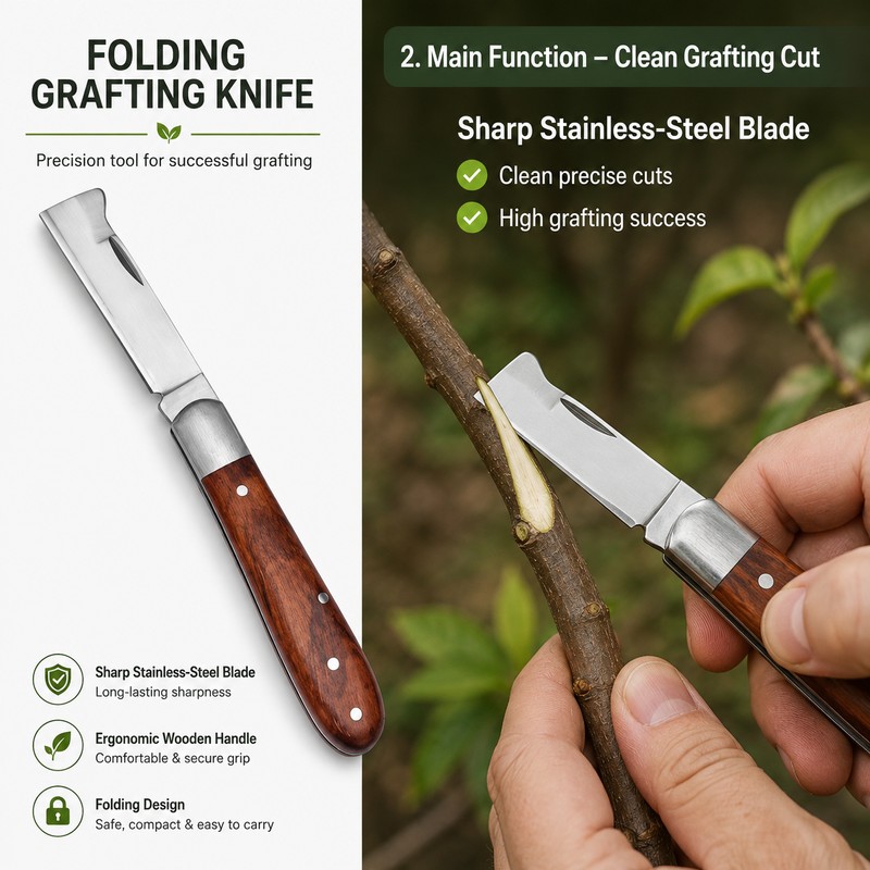 Folding Grafting Knife for Garden Use – 3CR13 Stainless Steel