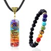 Slzhds Lava Stone Bracelets & Necklace Set, 7 Chakra Crystal