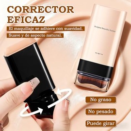Maquillaje en Barra, Base De Maquillaje en Barra 3 en 1, Base en Barra con Brocha y Tapas, Protectoras Viaje Portátil Aplicador, Base De Maquillaje Al