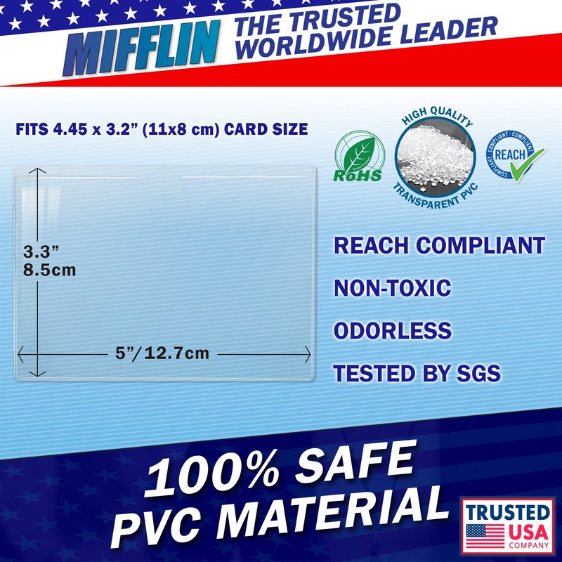 Mifflin-USA Index Card Holder (3x5”, 30 Pack), Clear Self-Adhesive Card