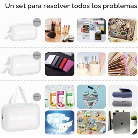 Bluemega Bolsa Neceser De Viaje De 3 Piezas Para Mujeres Y Hombres, Blanco