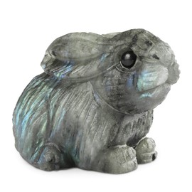 Artistone 2.0" Rabbit Bunny Statue Figurine,Hand Carved Gemstone Sitting Rabbits Animal Art Sculpture, Handmade Bunny for Home,Garden,Lawn Yard Decor Art Ornament Farm Animal (Lab)