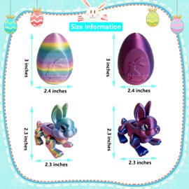 QBvuj 3D Printed Easter Eggs with Bunny Inside,Crystal Bunny Egg,Easter Basket Stuffers,Easter Gifts Home Executive Desk Decor,Easter Surprise Rabbit Eggs