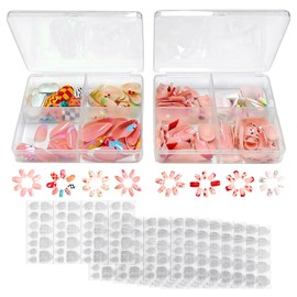 192 Fake Nails for Children and 8 Double-Sided Tape Stickers, Funny Nail Art Pieces, Waterproof Double-Sided Tape Stickers, Holiday Decorations