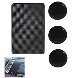 Non-Slip Mat on Dashboard Pack of 4 - 27 x 15 cm Rectangular & 80 mm Round Non-Slip Pads Reusable for Dashboard, Car Decorations, Glasses, Mobile Phones