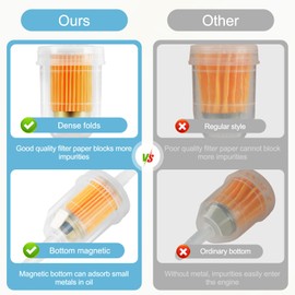 Snwoygr 10 PCS Gas Inline Fuel Filters with Magnet for Kawasaki, Kohler, Briggs & Stratton, John Deere, Third Generation Fuel Filter for 1/4 IN and 5/16 IN Fuel Line