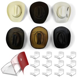 Modern JP - Ganchos adhesivos para sombrero de pared (paquete de 12) – Estante para sombrero de vaquero, organizador de sombrero de ala ancha, ganchos fuertes para sombrero para pared, transparente