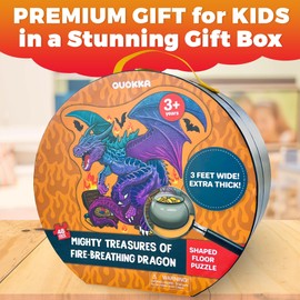 QUOKKA Shaped Floor Puzzles for Kids Ages 3-5 - 2x3 Feet 48 Piece Puzzles for Toddlers 2-4 - Large Educational Kids Puzzles Ages 4-6 - Dragon Activity Game Toy for Boys and Girls