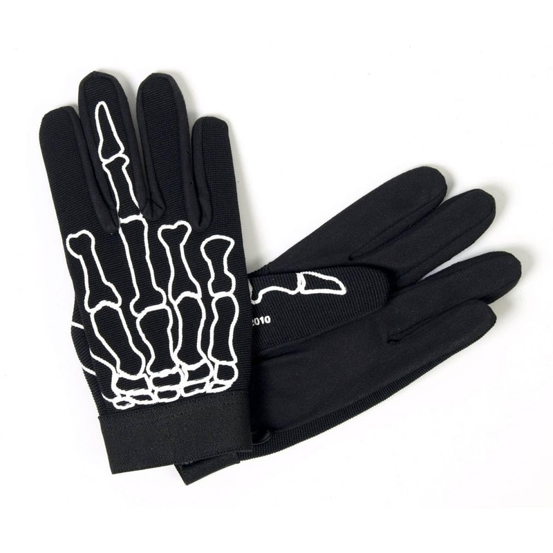 Hot Leathers Skeleton Finger Mechanic Gloves (Black, Small)