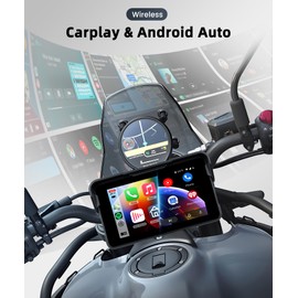 VECHTEL Wireless CarPlay Screen 5 Inch for Motorcycle Portable CarPlay & Android Car, Waterproof Touchscreen with Dual Bluetooth, NAV/Siri Assistant/12V, Supports Tyre Pressure Control