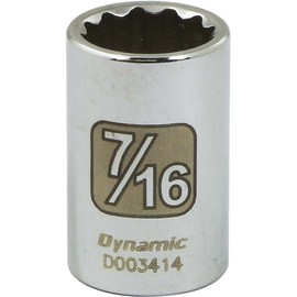 Dynamic Tools 1/4" Drive 12 Point Sae, 7/16" Standard Length, Chrome Finish Socket
