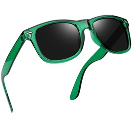 Joopin Trendy Polarized Sunglasses for Women Men, UV Protection Driving Sun Glasses Square Frame Womens Sunglasses (Clear Green Frame Black Lens)