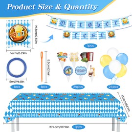52 Piece Decoration Set (with Colourful Flags, Tablecloths, Cupcake Toppers, Balloons, Lapel Pins, Colourful Ropes), Decoration for Indoors, Outdoors, Party