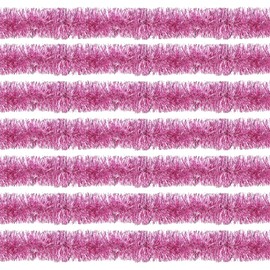 Guirnalda de oropel rosa de 100 pies para decoración de Navidad, guirnalda de oropel metálica para colgar en la pared, guirnalda para árbol de Navidad, decoración de fiesta de cumpleaños (3.5 pulgadas