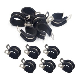 BESTYCHAO Cable Clips, Pack of 12 16 mm Rubber Lined P-Clips 5/8 Inch Stainless Steel Pipe Clamps, Loop Clamps for Automotive, Industrial, Boat Wiring and Assembly