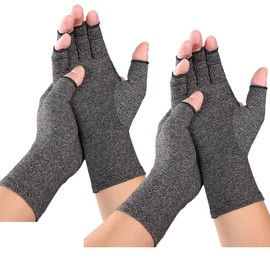Angzhili 2 Pairs Arthritis Gloves,Half Finger Anti-Slip Arthritis Compression Gloves Provide Wrist Support and Warmth,Relieve Pain from Rheumatoid Arthritis,Osteoarthritis,Carpal Tunnel (M)