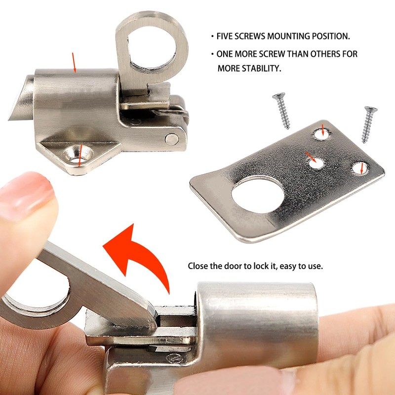 DOERDO Latch Lock Zinc Alloy Automatic Spring Load Bolt Latch,
