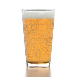 Well Told Engraved Minneapolis Minnesota Map Pint Glass Etched Beer Glass Gift (16 oz, Clear) City Map Pint Glass, Custom Beer Glass, Gifts For Beer Lovers