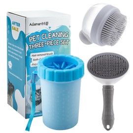 Dog Slicker Brush+Portable Dog Paw Cleaner+Pet Dog Grooming Bath Massage Brush,Fast, Comfortable And Clean,Dog Experience Massage