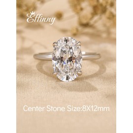 Effinny 3.5 Carat Elongated Oval Cut Engagement Ring White Gold Plated 925 Sterling Silver Simulated Diamond Promise Ring(White Gold, 7.5)