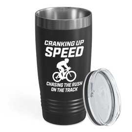 Track Bicycle Racing Black Edition Viking Tumbler 20oz - Cranking Up Speed - Bike Lover Mountain Biker Road Racer Sport Trails Bicycle Wheelie Rider Track Gymnast